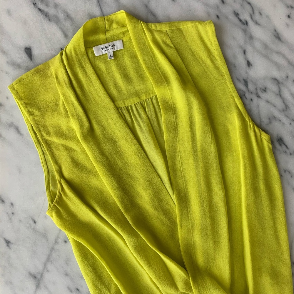 Babaton Wrap-Front Sleeveless Silk Blouse, S